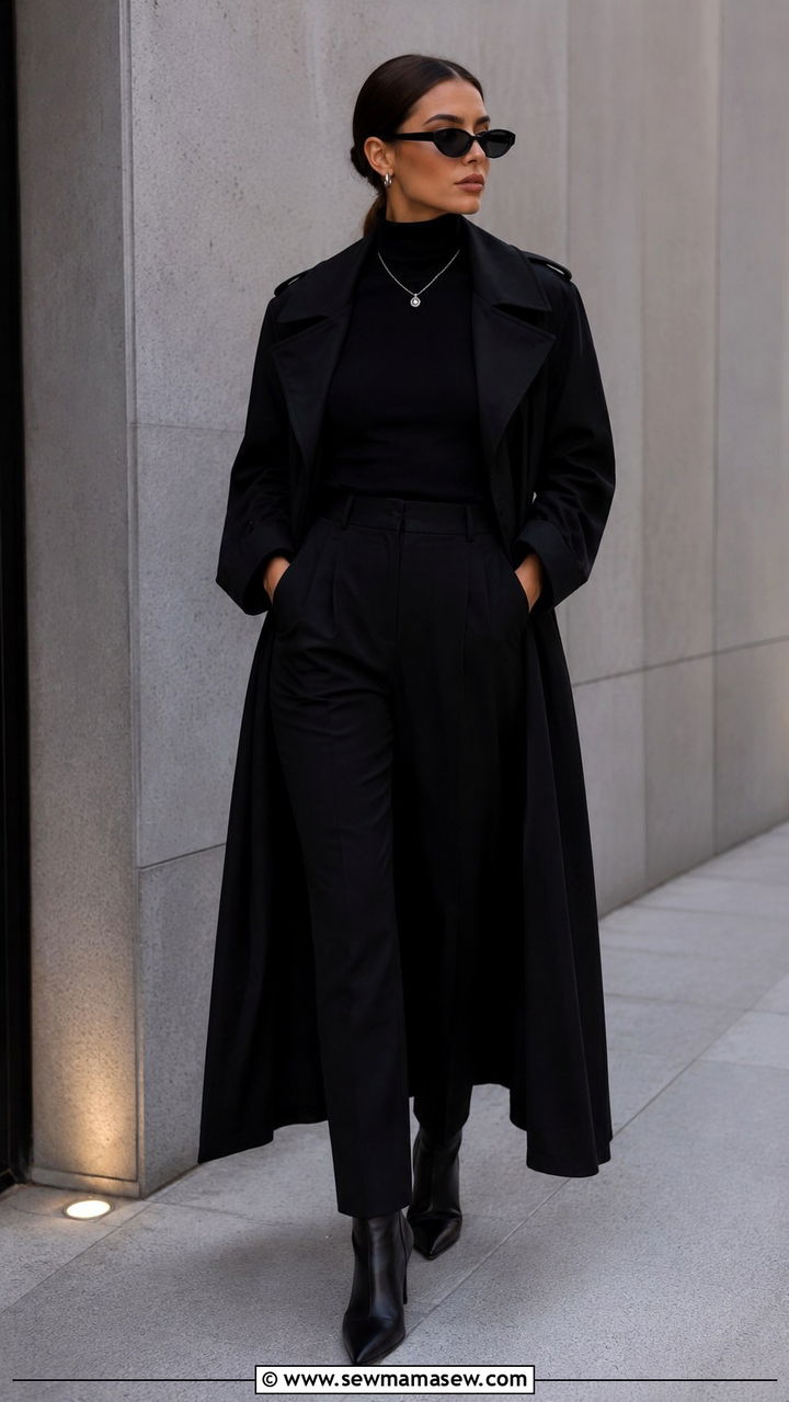 All Black Trench Coat Outfit - 25 trench coat outfits aesthetic