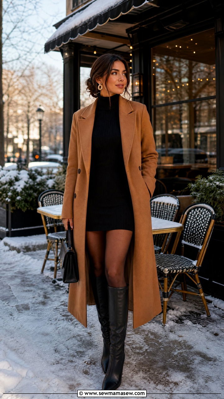 All Black Turtleneck Mini Dress Birthday Brunch - 35 Birthday brunch outfits