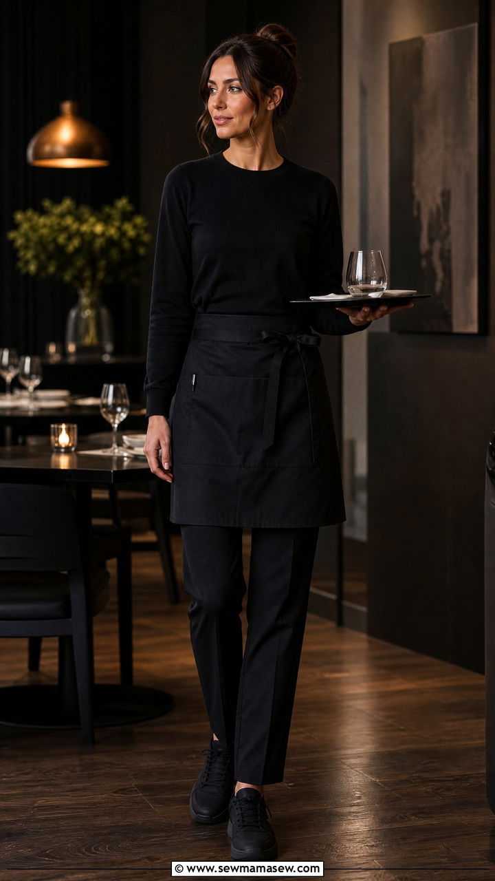 All Black Waitress Outfit With Sweater - 25 Waitress outfit ideas