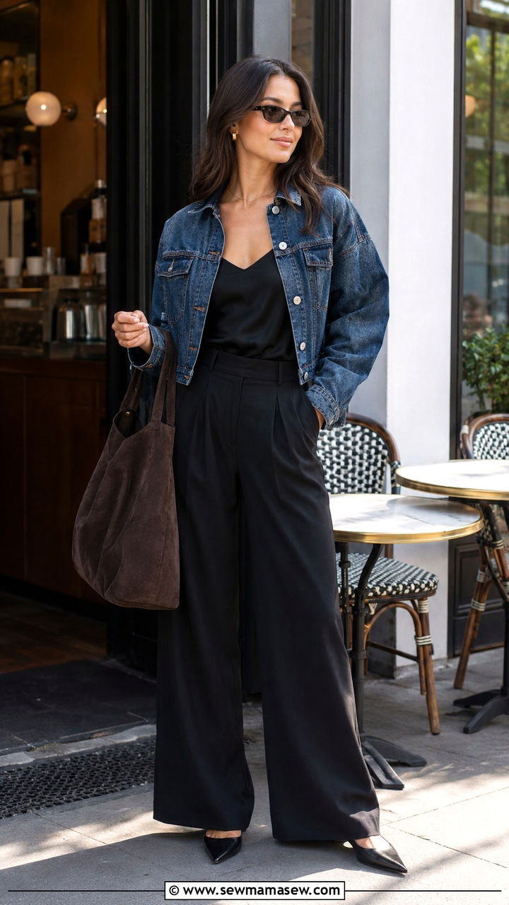 All Black Wide Leg Ensemble - 30 Spring brunch with friends outfits