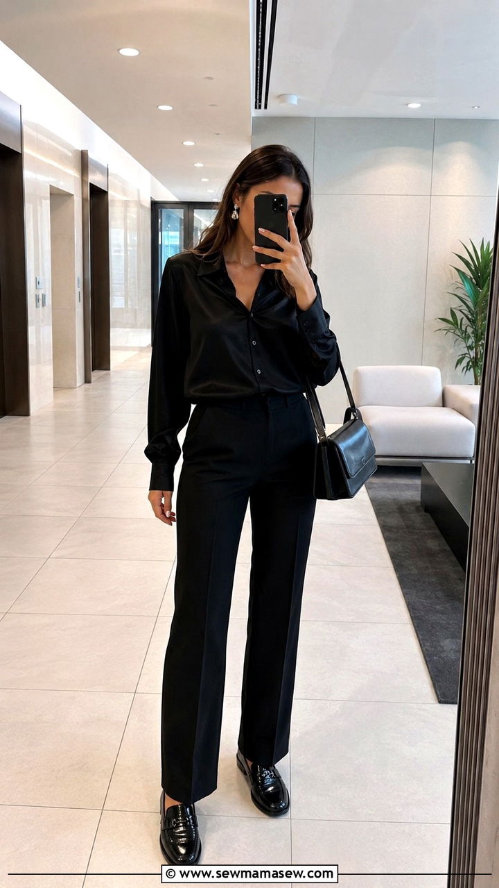 All Black Work Outfit with Loafers - 25 work outfits aesthetic