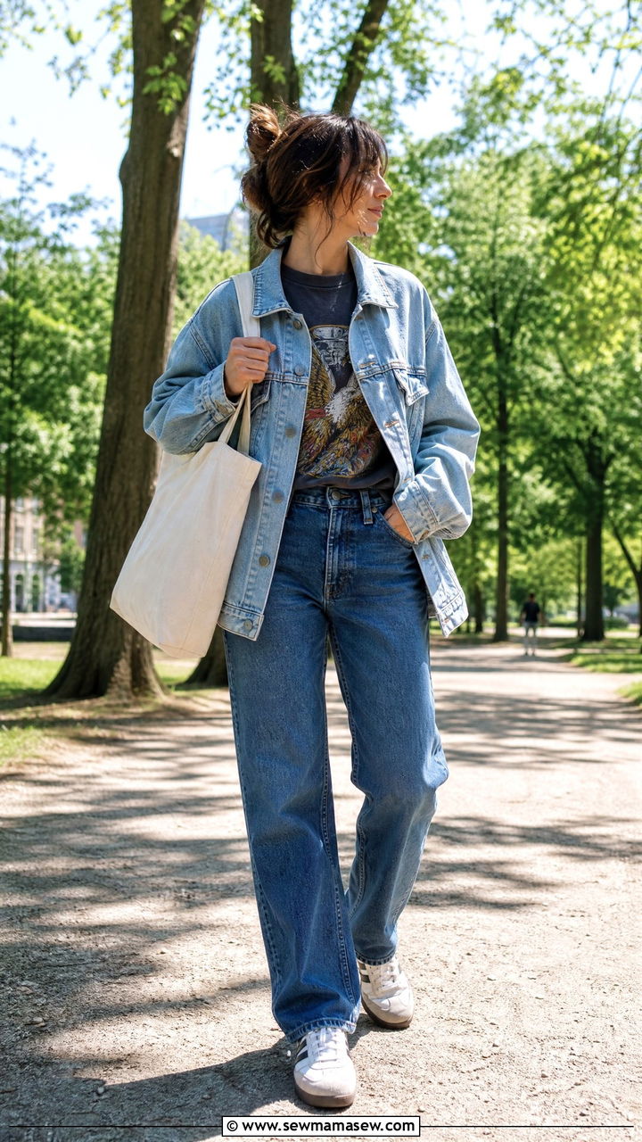 All Denim Outfit With A Graphic Tee - 30 streetwear outfits ideas
