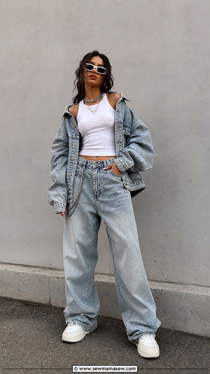 All Denim Outfit With Statement Accessories - 35 Billie Eilish concert outfit ideas