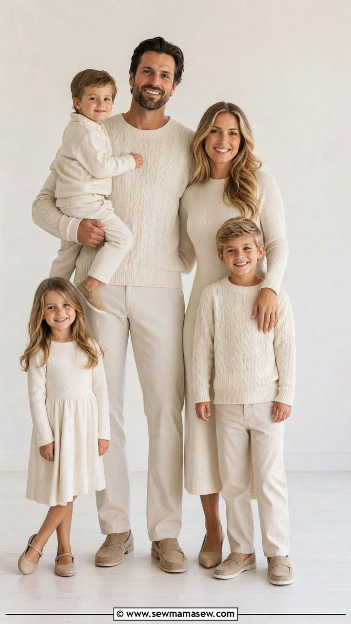 All Ivory Monochromatic Family Photo Outfit - 25 family photo outfits inspo