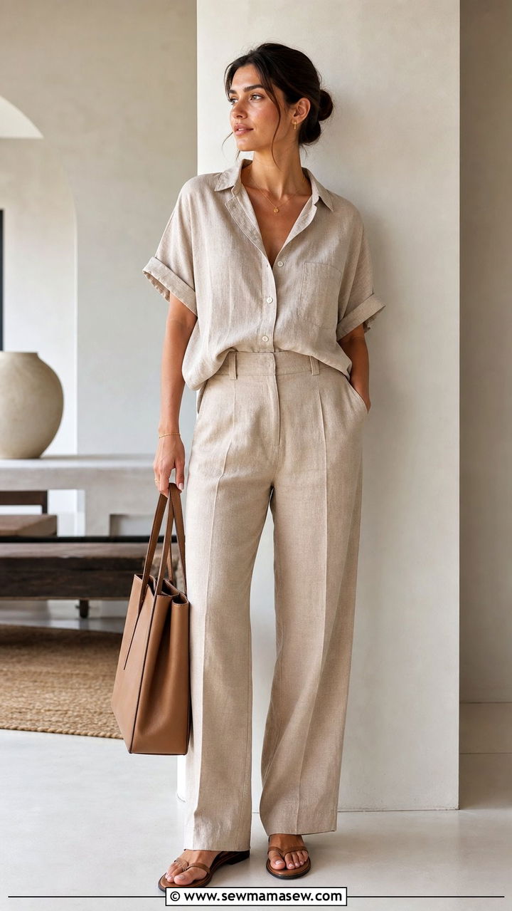 All Neutral Monochrome Linen Outfit For Humid Summer Weather - 25 summer humid weather outfit ideas
