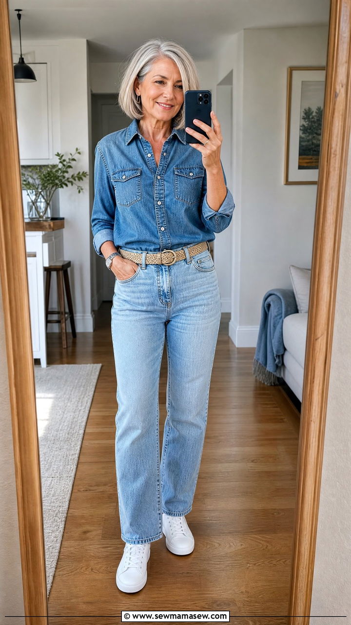 All Over Denim Look for Women Over 60 - 25 Outfit ideas for women over 60 casual 2026