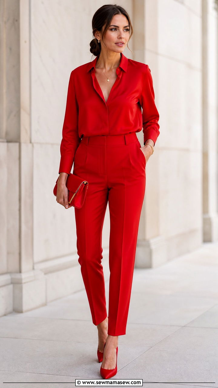 All Red Head to Toe Monochrome Outfit - 30 Fashion show outfit ideas