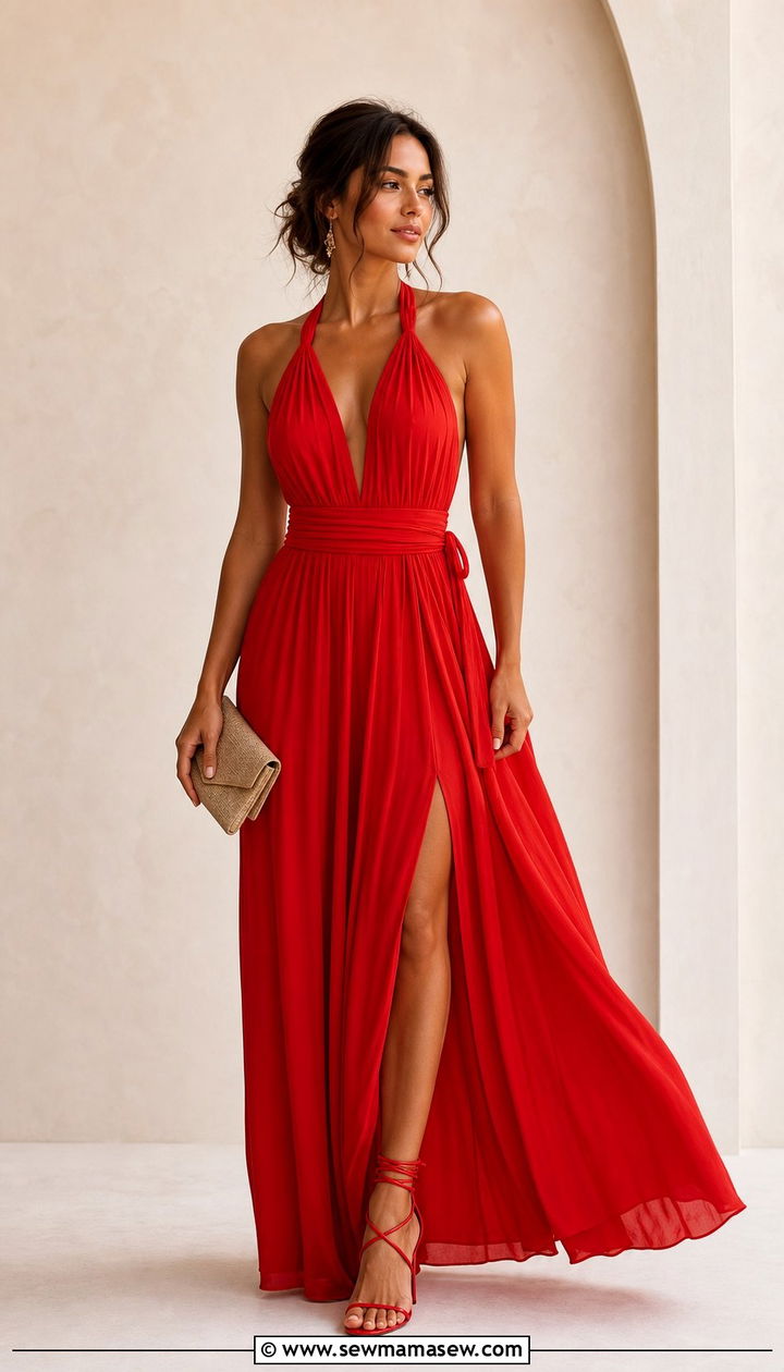 All Red Monochrome Outfit With Strappy Sandals - 25 Summer 2026 fashion trends women