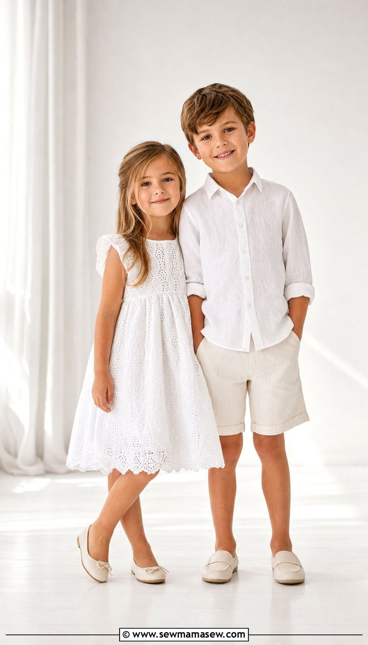 All White And Cream Sibling Outfits - 25 Spring sibling outfit ideas