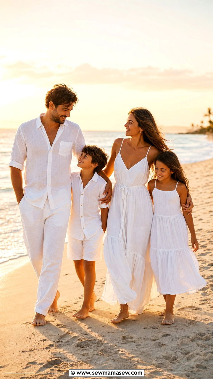 All White Beach Family Photo Outfit - 25 Family photo outfit ideas matching