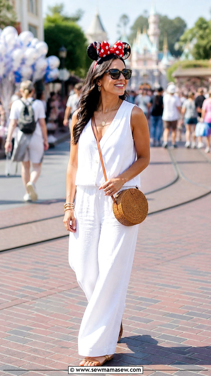 All White Breezy Disneyland Outfit - 40 Disneyland outfit ideas