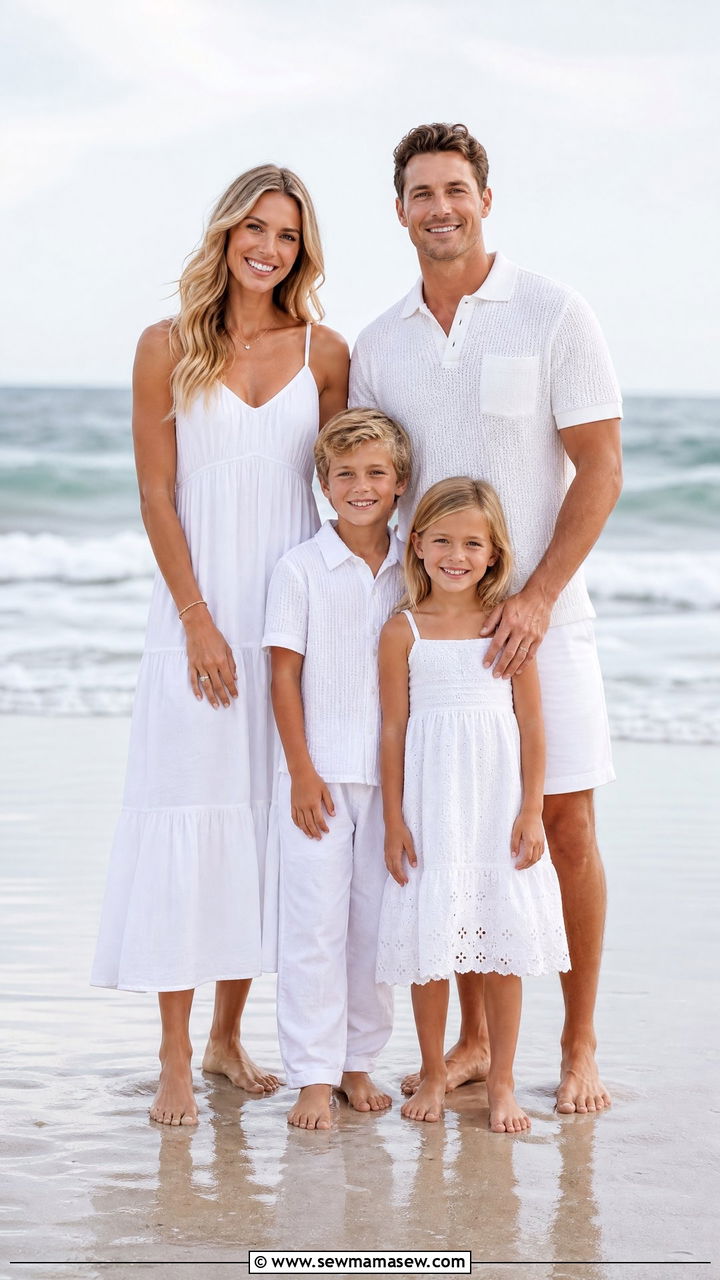 All White Family Beach Outfit - 30 Family beach photo outfit ideas