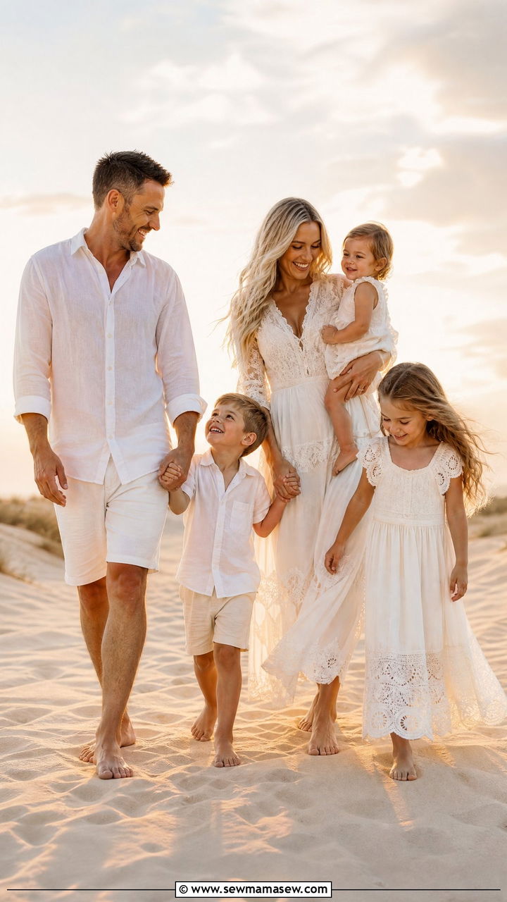 All White Family Photo Outfits - 30 classy family photo outfits