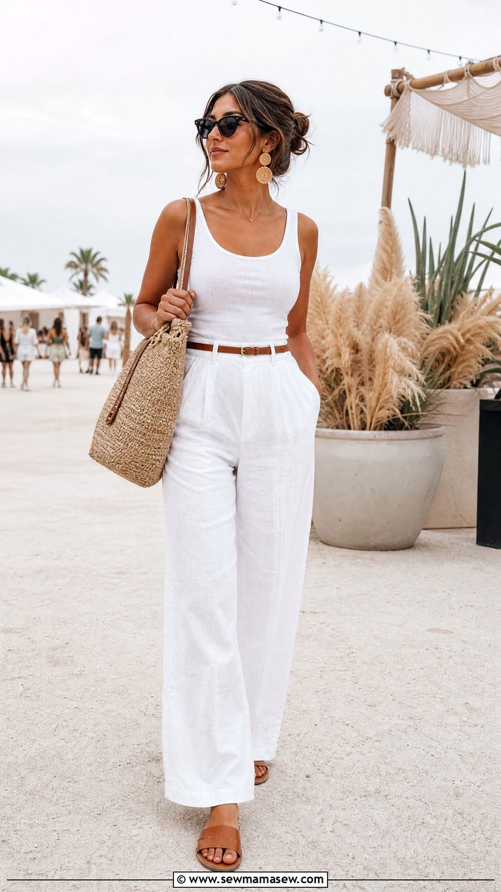 All White Linen Festival Outfit - 30 Festival outfit ideas summer