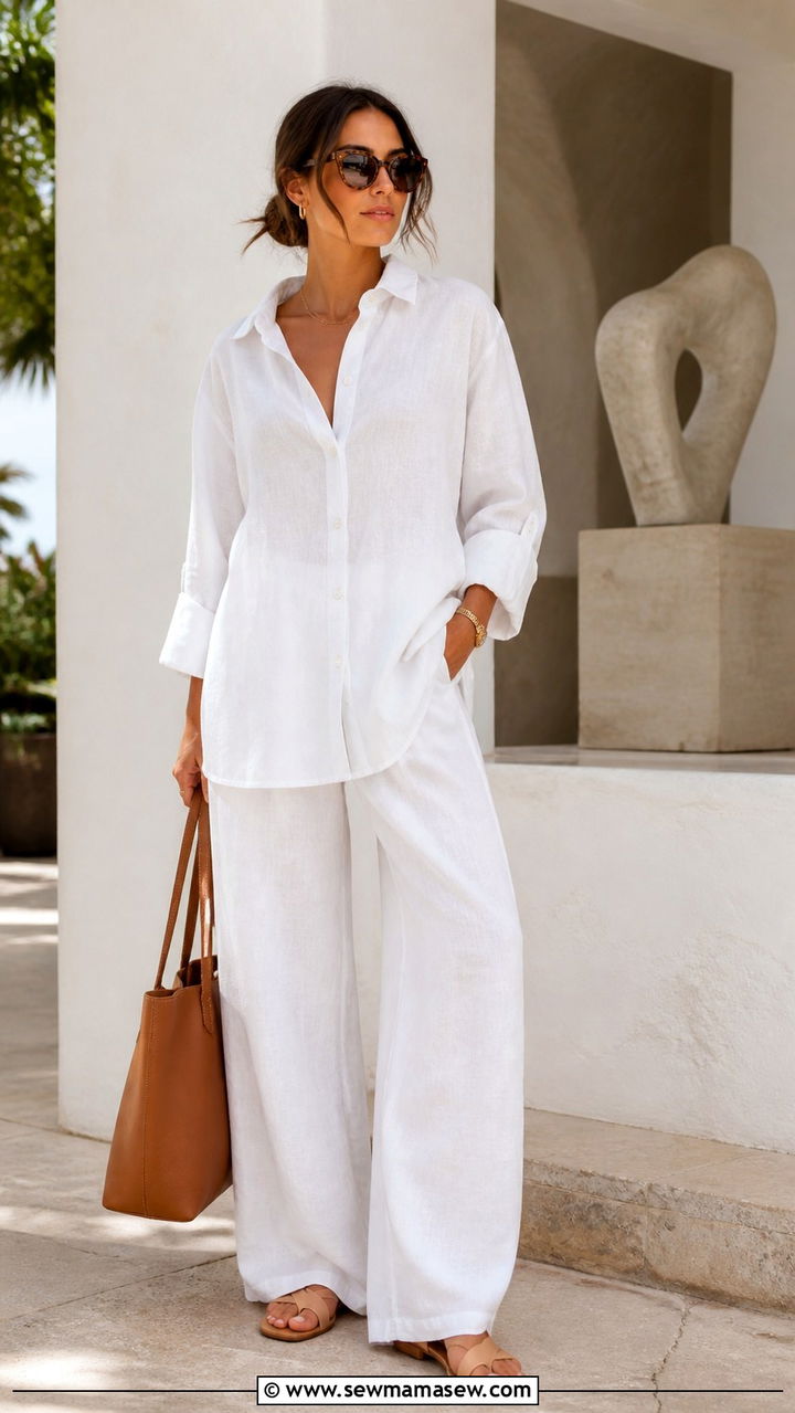 All White Linen Matching Set - 40 summer street style outfits