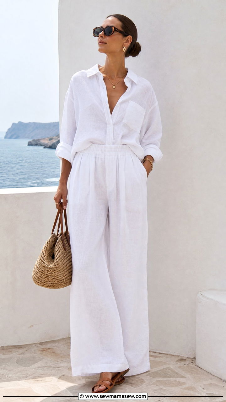 All White Linen Matching Set - 40 Summer outfit inspiration