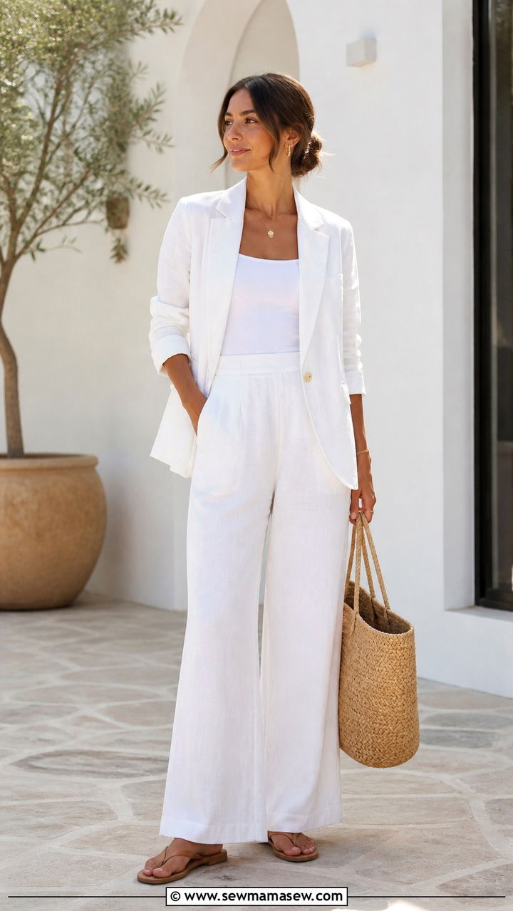 All White Linen Suit For Summer Office - 40 work outfits