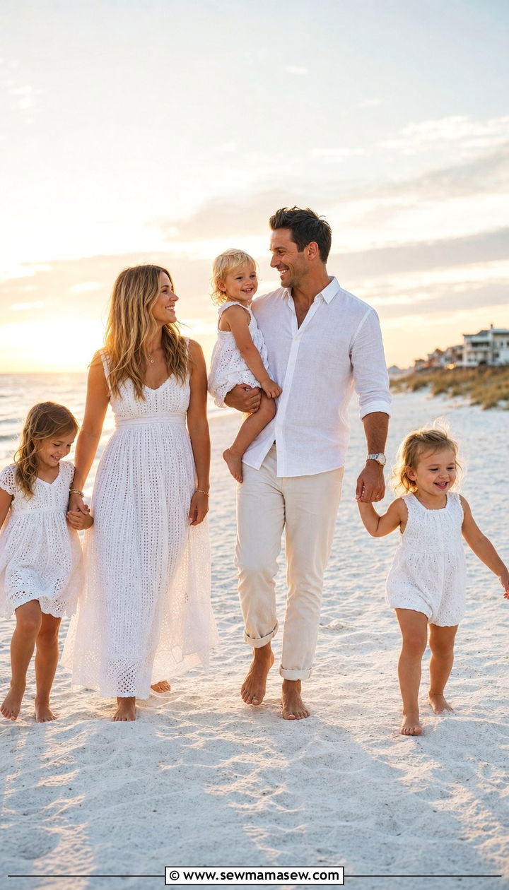 All White Linen and Cotton Family Photo Outfit - 25 family photo outfits aesthetic