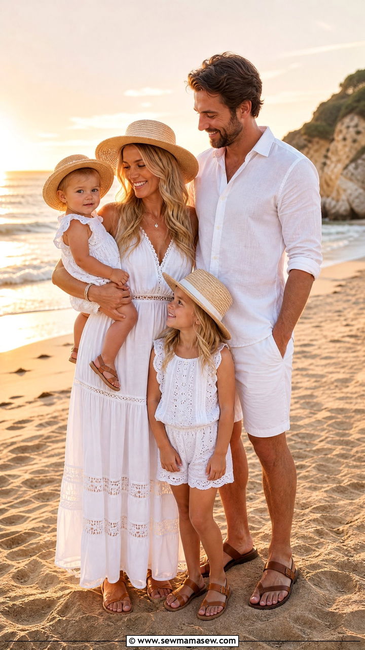All White Matching Family Beach Outfits - 30 Matching summer family outfits