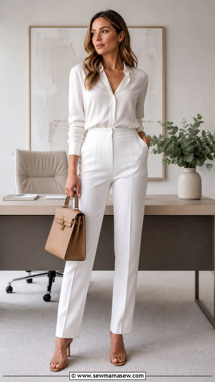 All White Monochrome Outfit - 40 Spring office outfits