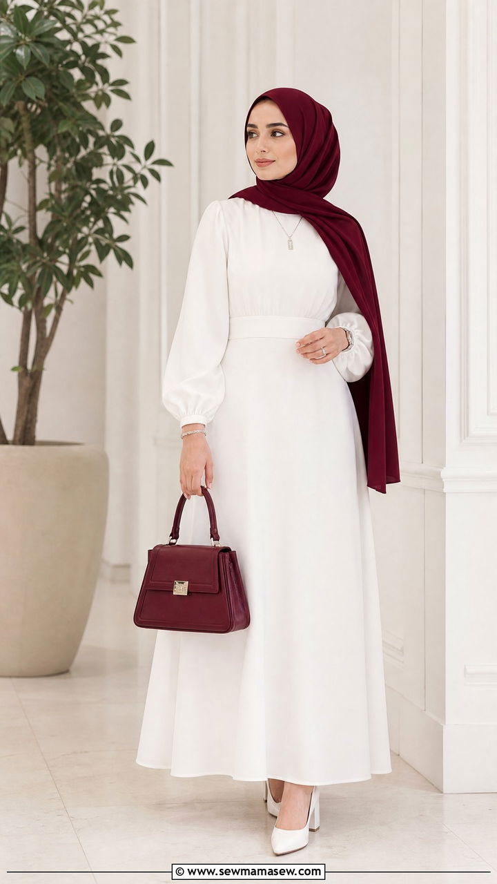 All White Monochrome Outfit With Contrast Hijab - 30 Eid outfit ideas for hijabis