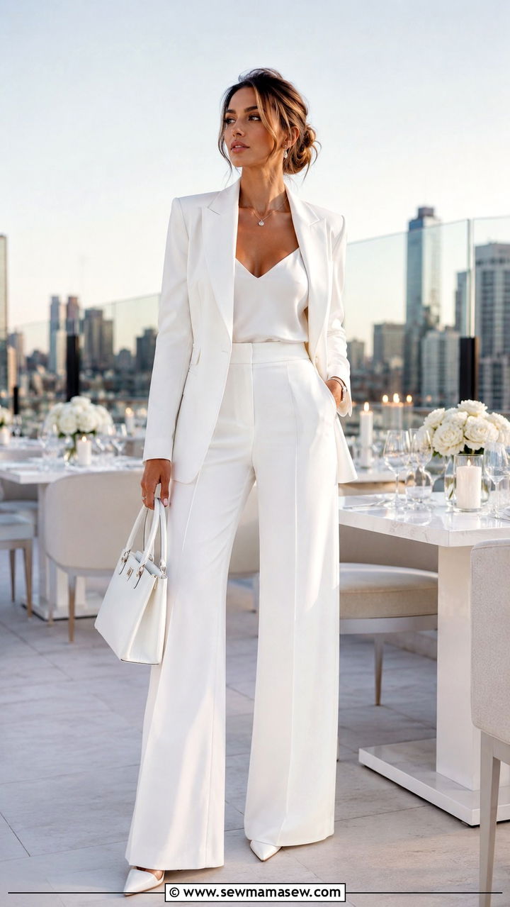 All White Monochrome Suit Outfit - 20 elegant outfits to copy