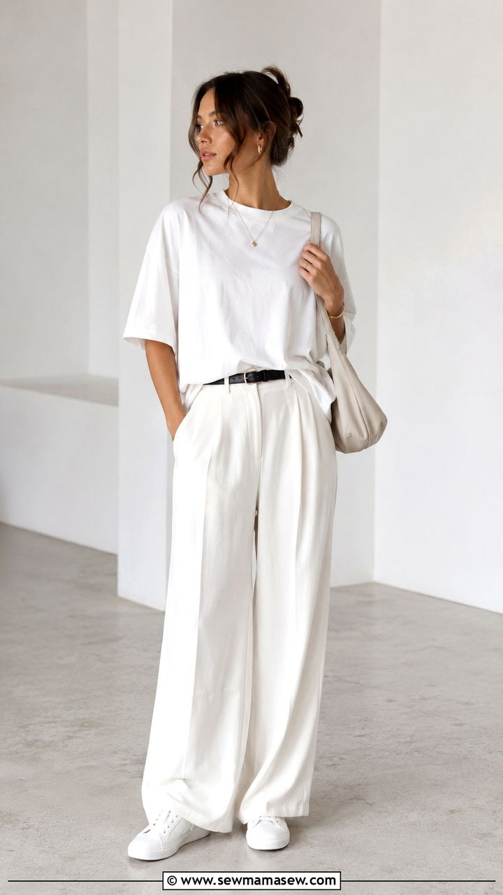 All White Monochrome T Shirt Outfit - 25 White t-shirt outfit ideas 2026