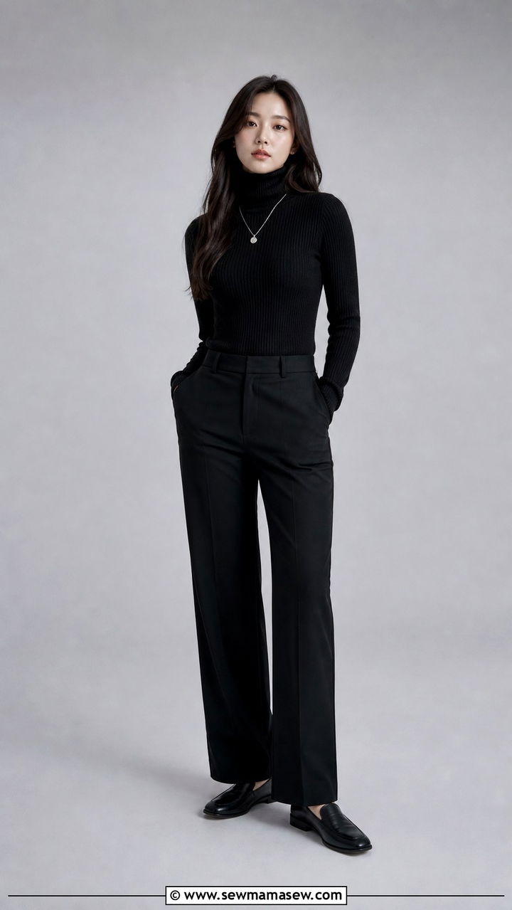 All White Monochrome With Wide Leg Pants and Sneakers - 40 Korean outfit ideas
