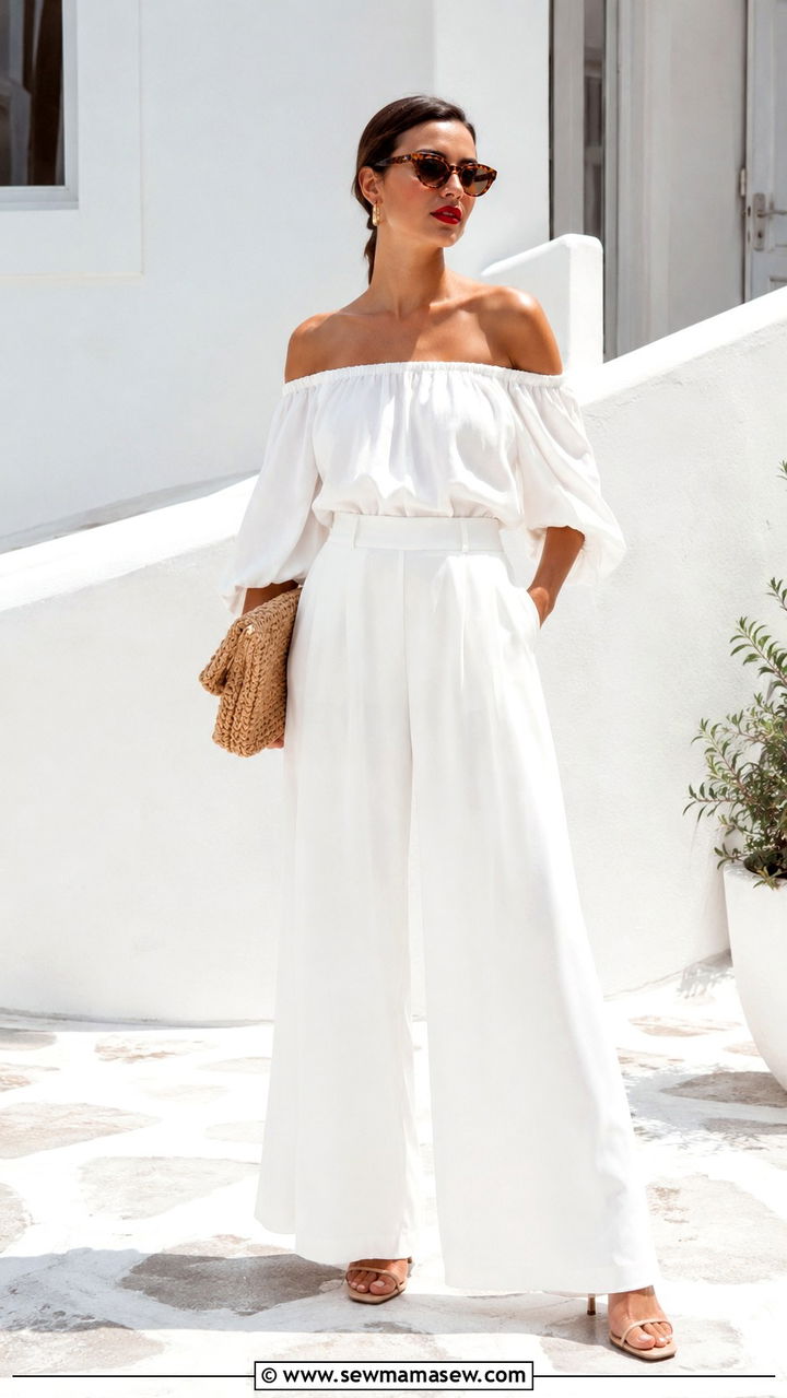 All White Palazzo Pants Outfit - 30 how to style palazzo pants