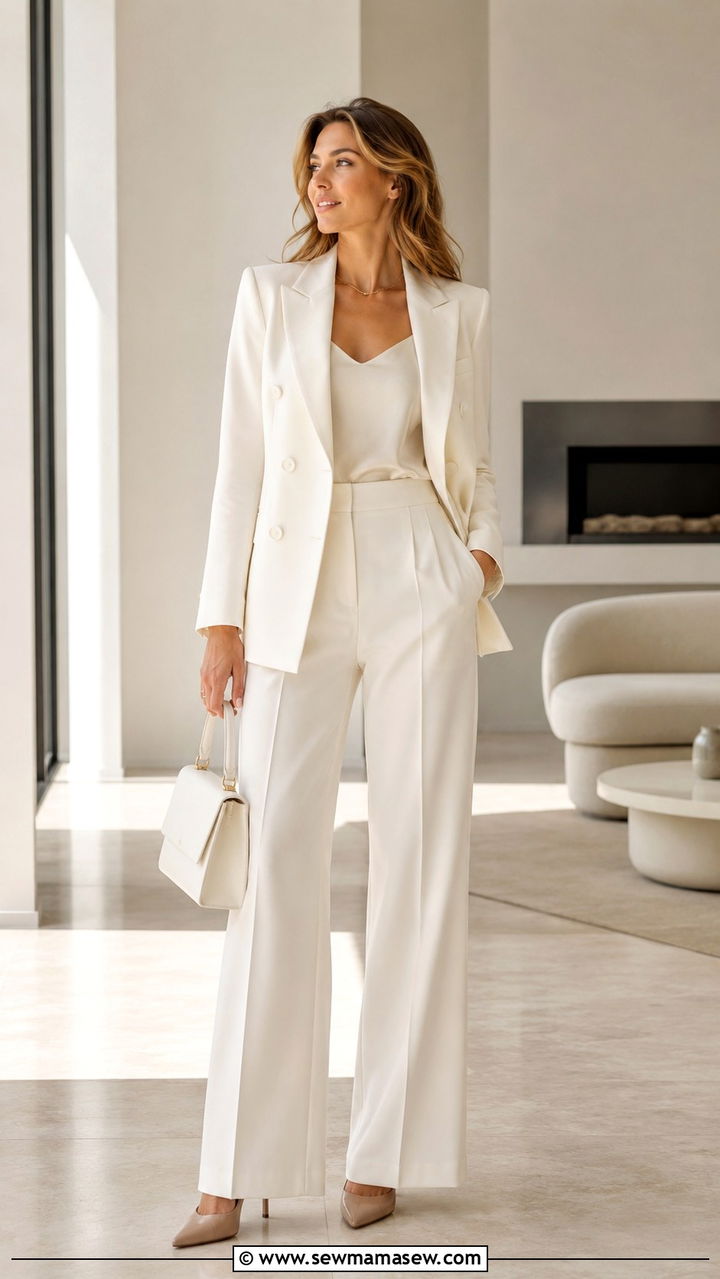 All White Power Suit Outfit Women 2026 - 25 2026 fashion trends women aesthetic