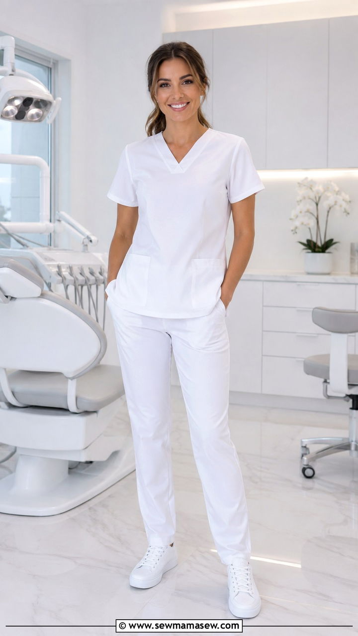 All White Scrub Set Dental Office Outfit - 30 Dental office outfit ideas