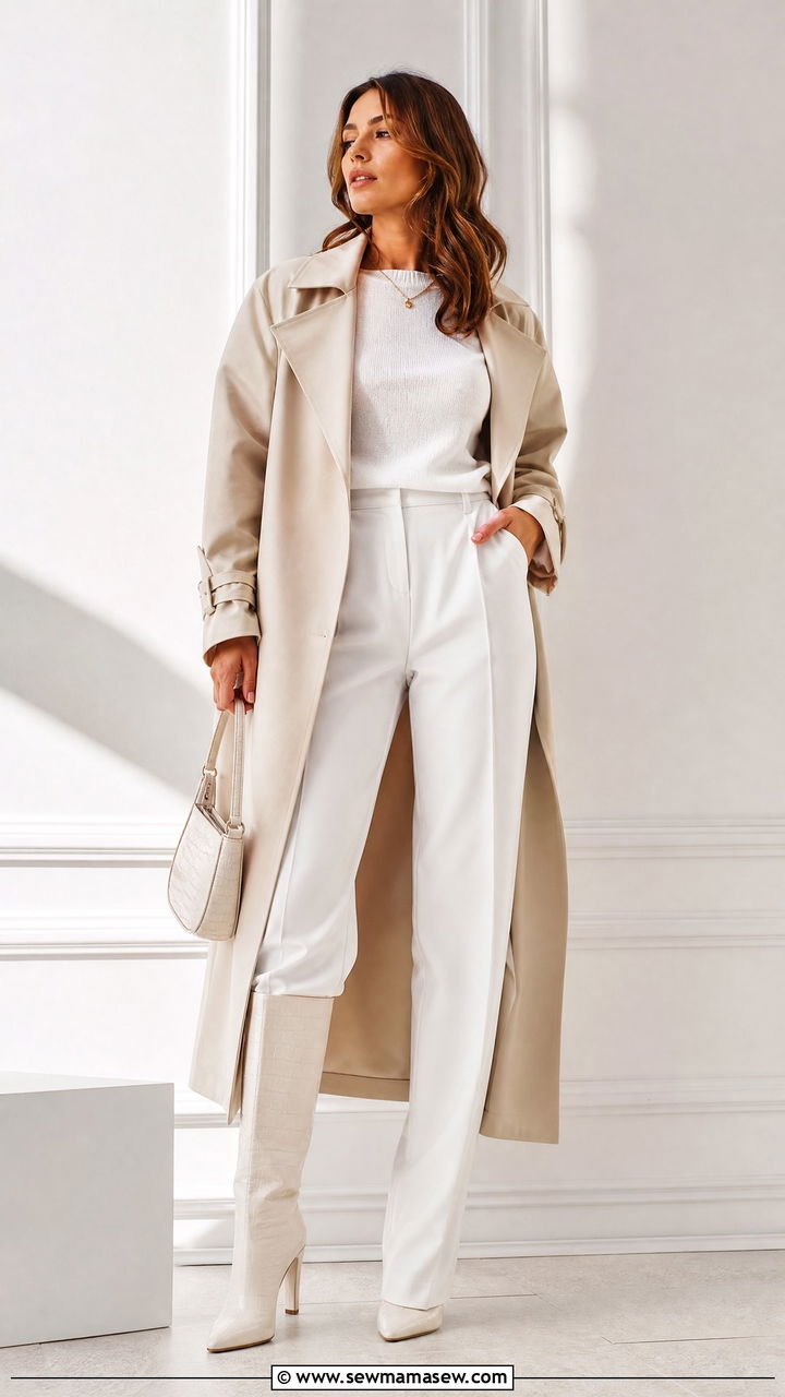 All White Spring Outfit With Knee High Boots - 25 Spring outfits with knee high boots