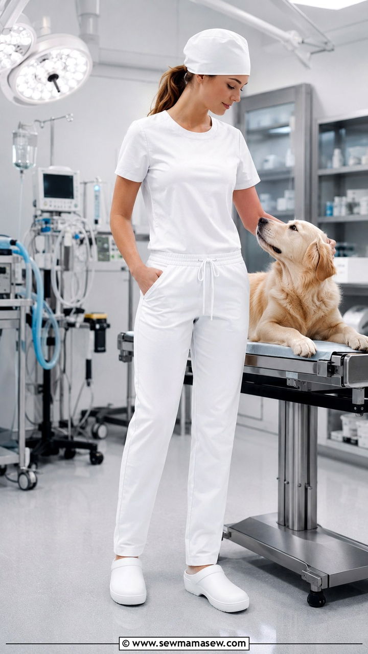 All White Surgical Scrub Outfit - 25 Veterinarian outfit ideas