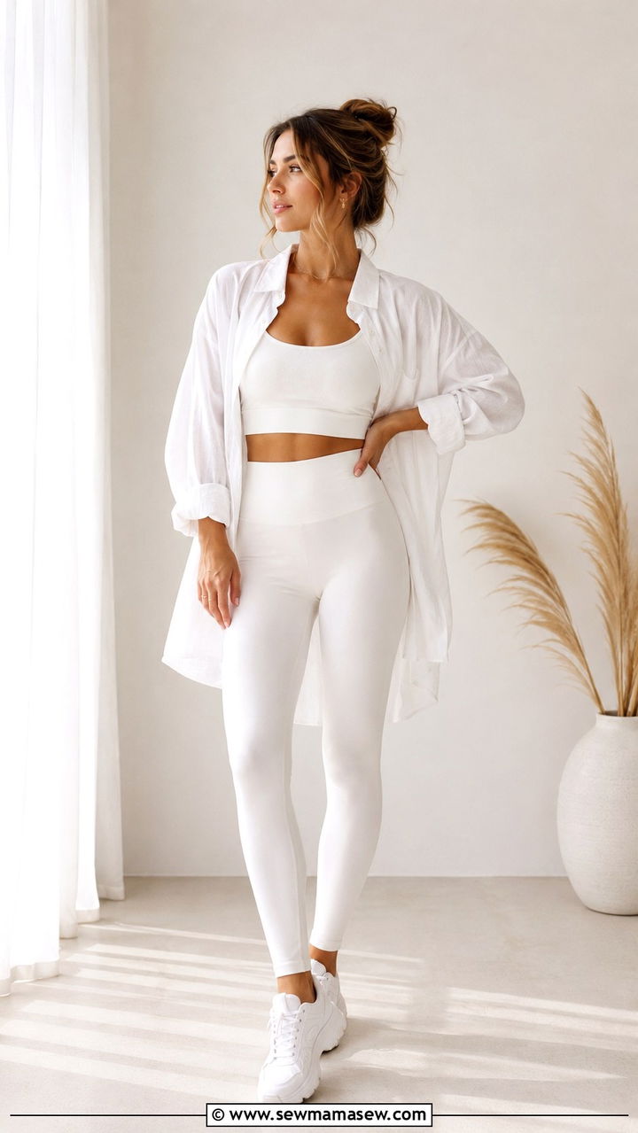All White Yoga Set With Minimalist Layers - 25 Yoga outfit ideas aesthetic
