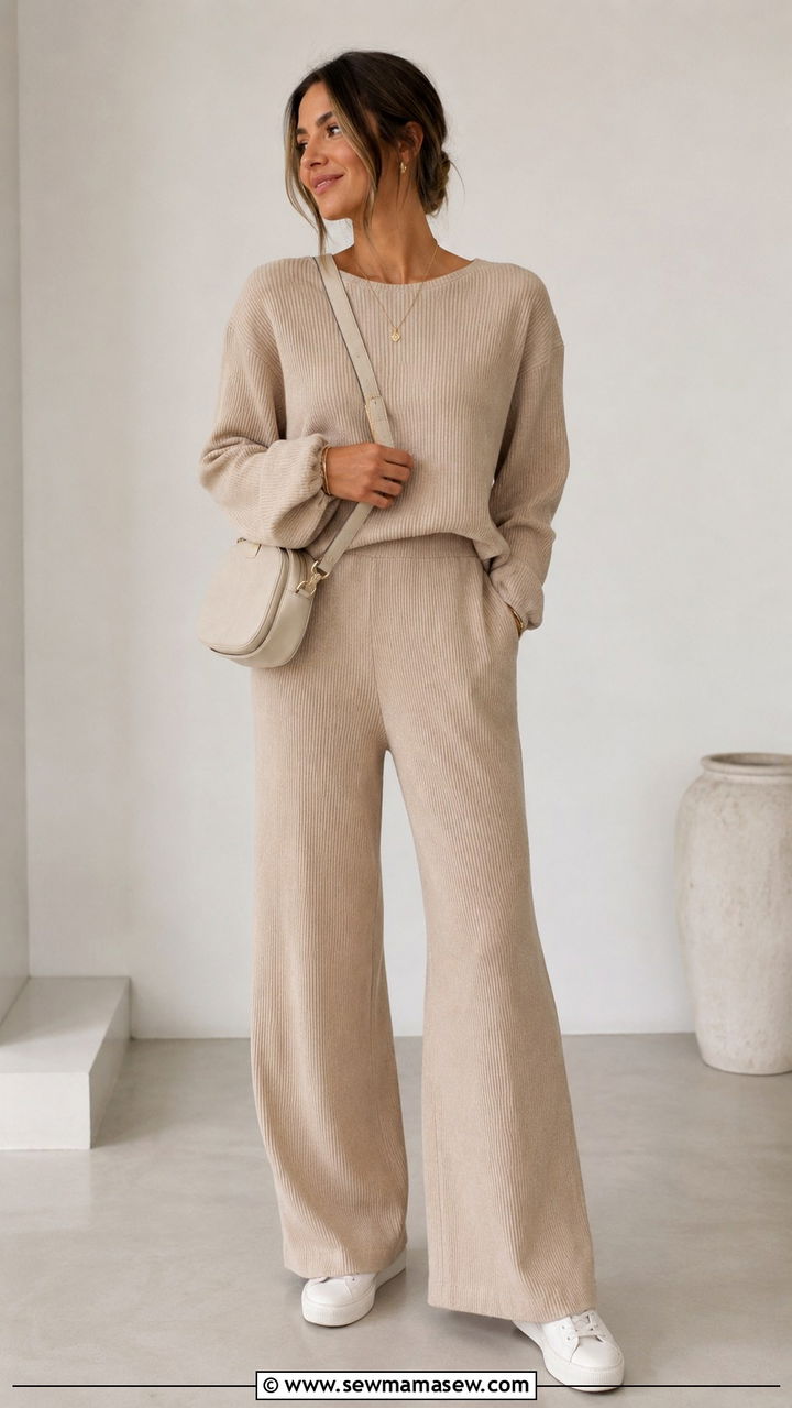 All beige monochrome matching set outfit - 30 Pinterest outfits for women