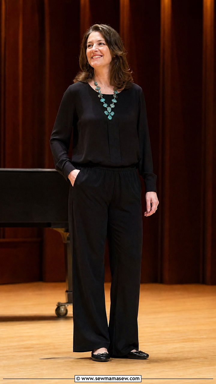 All black concert outfit with statement necklace - 30 Music teacher outfit ideas