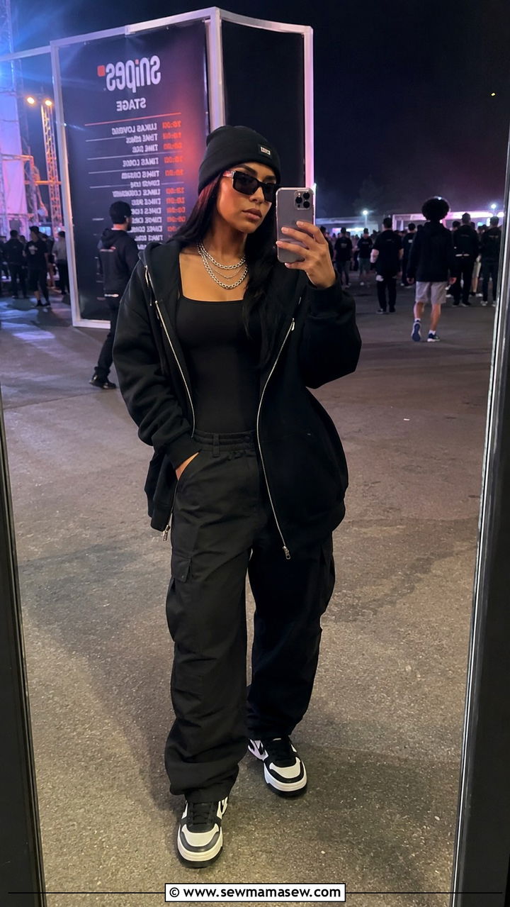 All black layered streetwear look - 25 Rock The Bells outfit ideas
