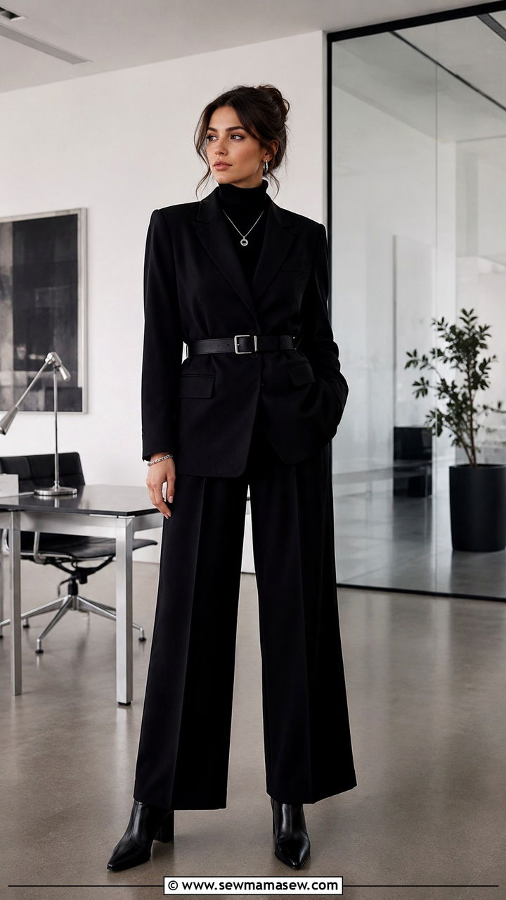All black monochrome Monday office look - 25 Work outfit ideas for Monday