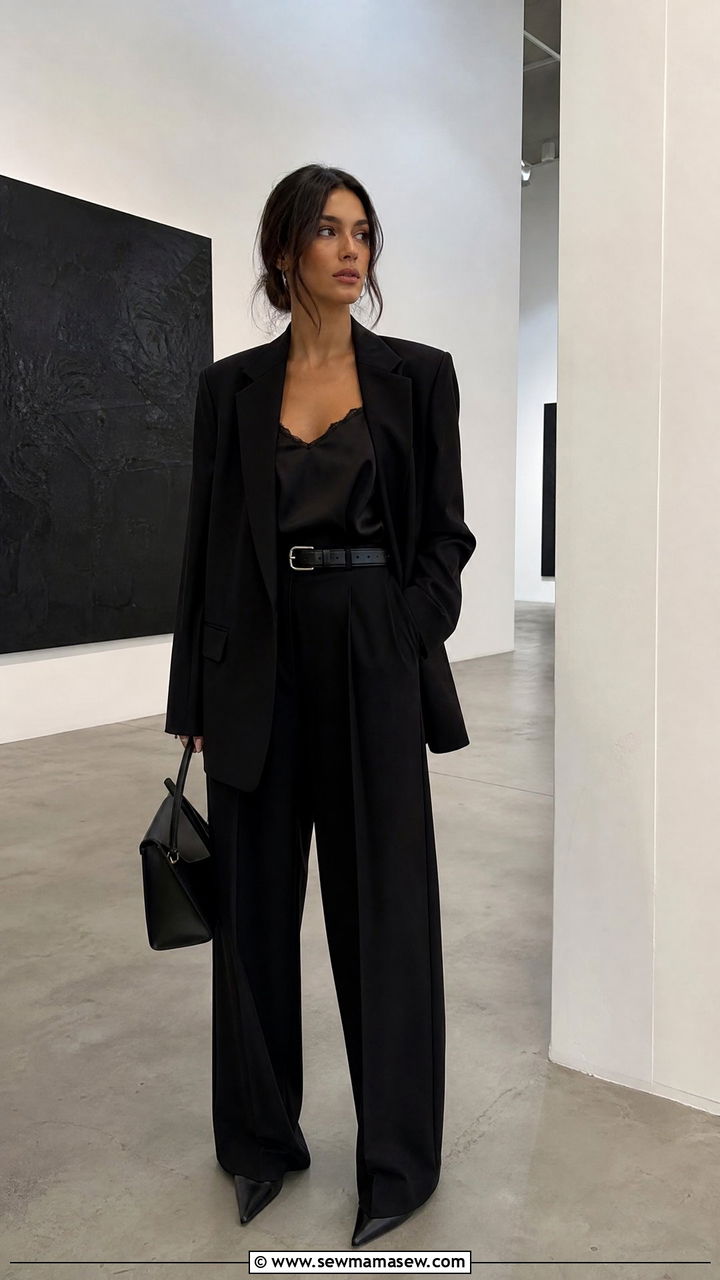 All black monochrome art gallery outfit - 30 Gallery opening outfit ideas