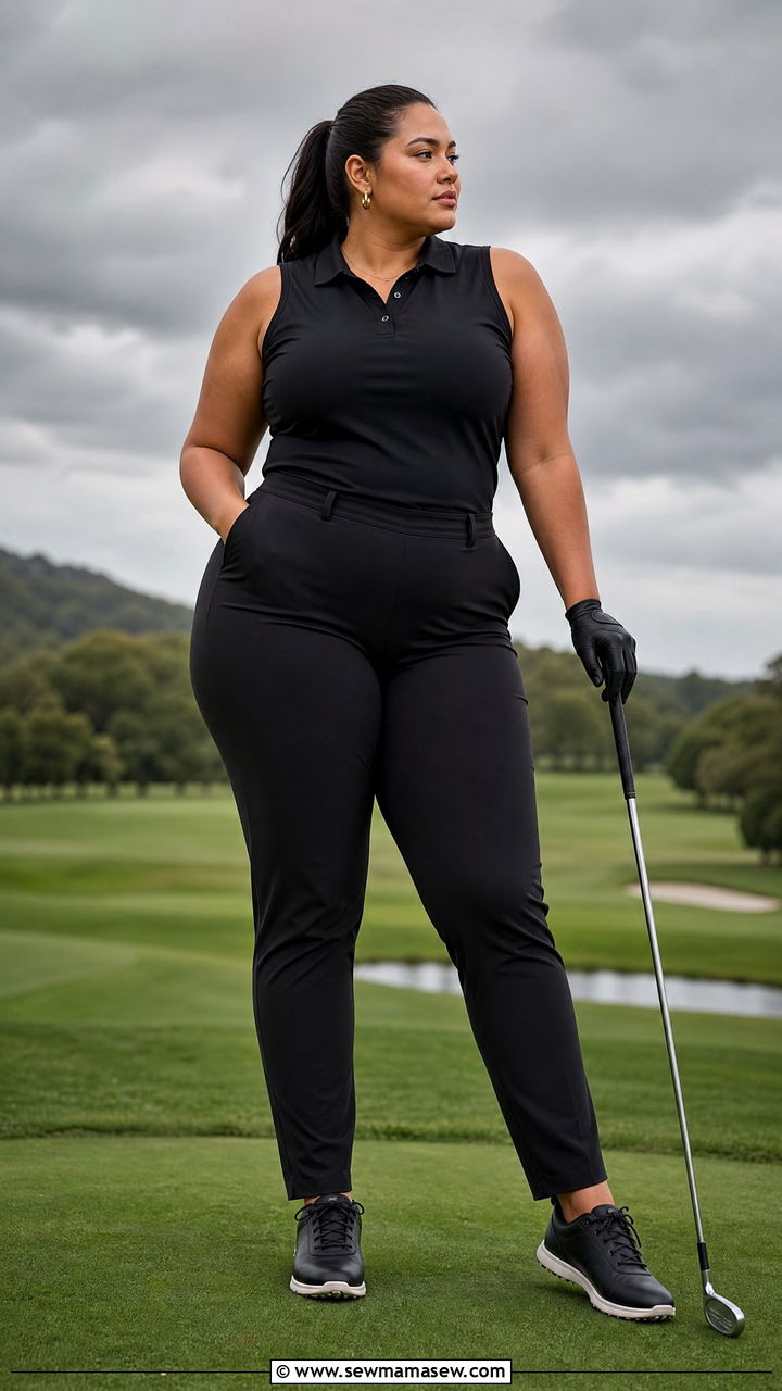 All black monochrome golf outfit plus size - 25 Golf outfit ideas plus size