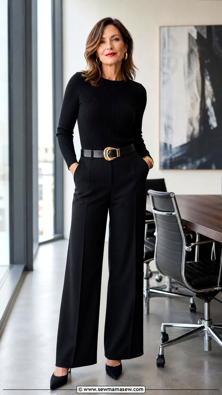 All black monochrome matching set for women over 40 - 30 matching set outfits for women over 40