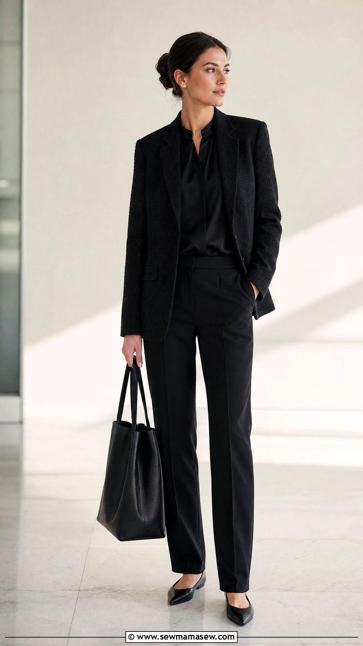 All black monochrome outfit - 35 Medical conference outfit ideas