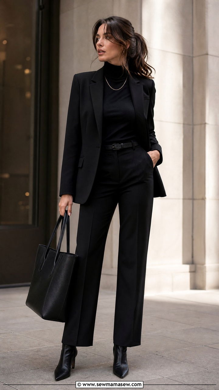 All black monochrome outfit - 25 Outfit ideas to look taller