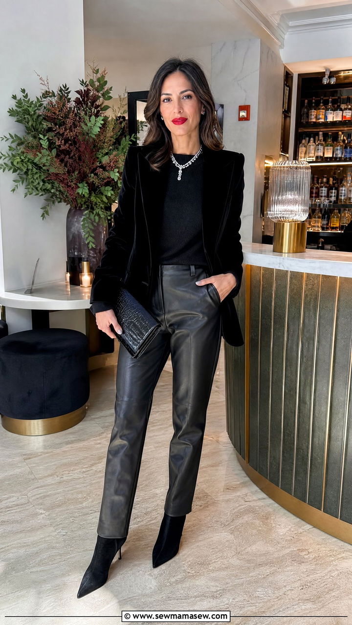 All black textured outfit reunion look - 25 High school reunion outfit ideas