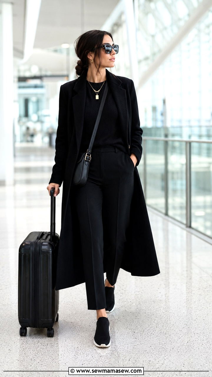 All black travel uniform - 25 Airport outfit ideas for international travel