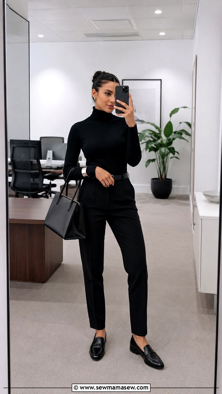 All black turtleneck paralegal office outfit - 25 Paralegal outfit ideas for women