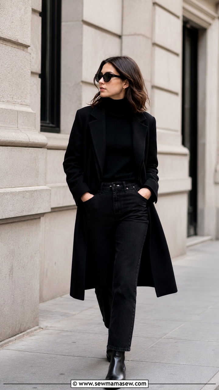All black wool coat outfit monochrome - 30 How to style a wool coat