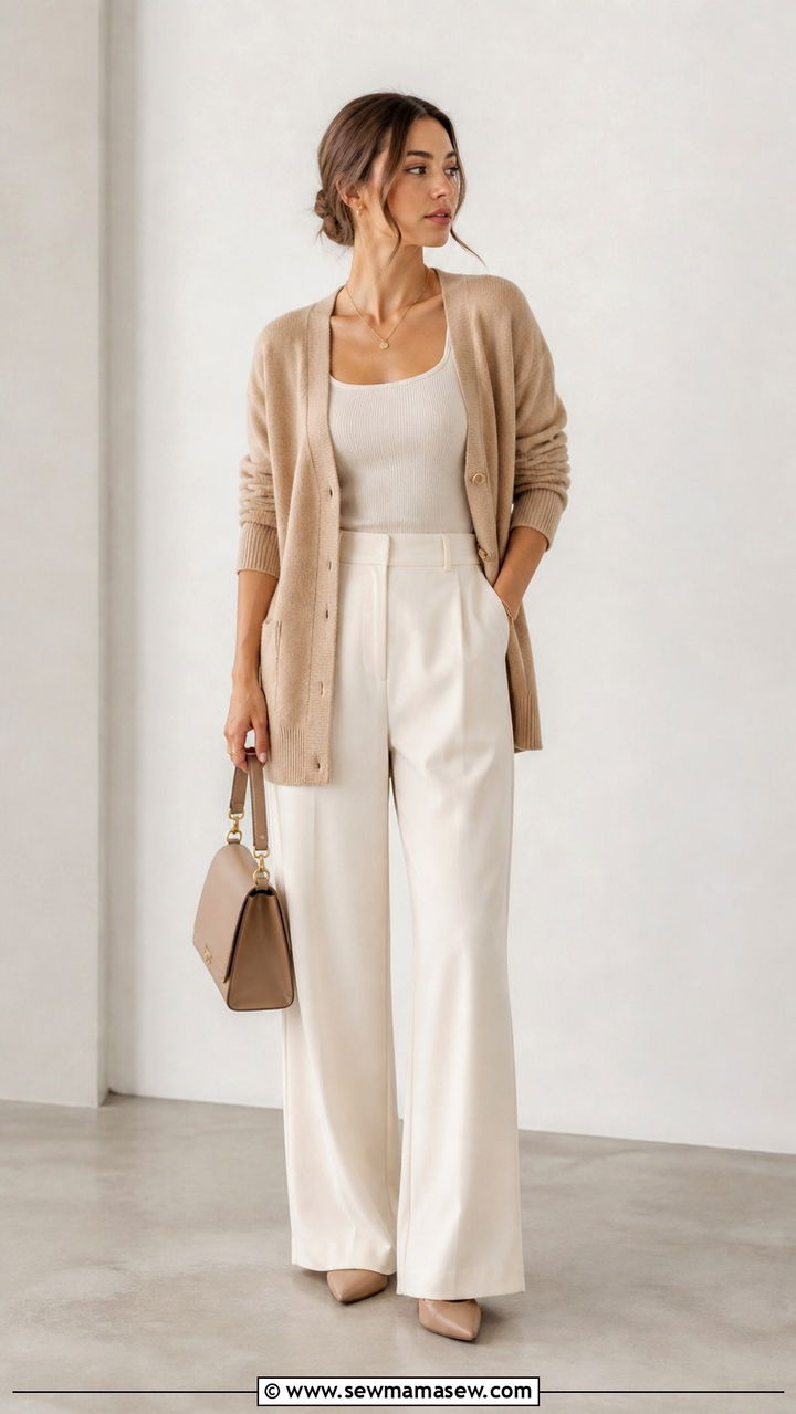 All neutral monochrome cardigan outfit - 40 cardigan outfit ideas for women