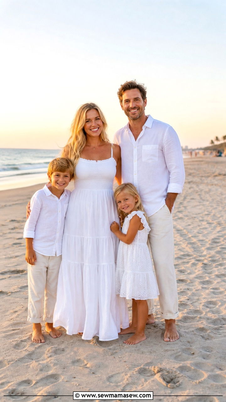 All white linen family photo outfits - 40 Family photo outfit ideas
