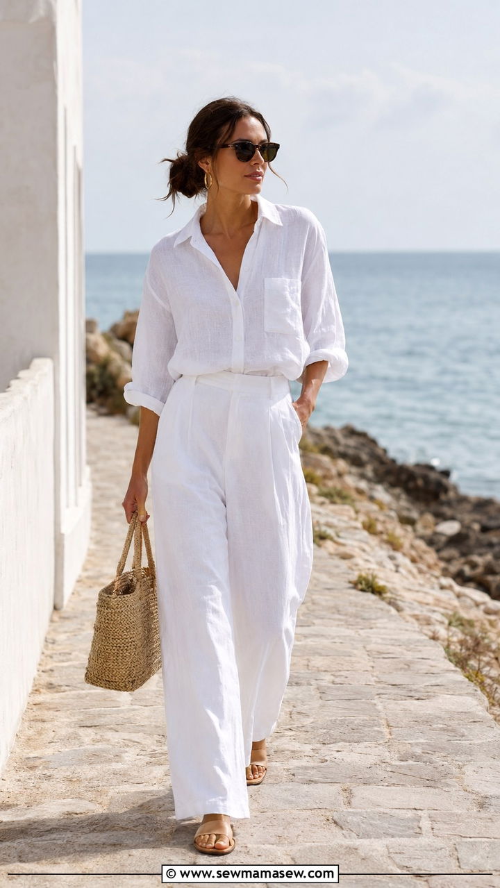 All white linen outfit - 30 spring to summer outfits aesthetic
